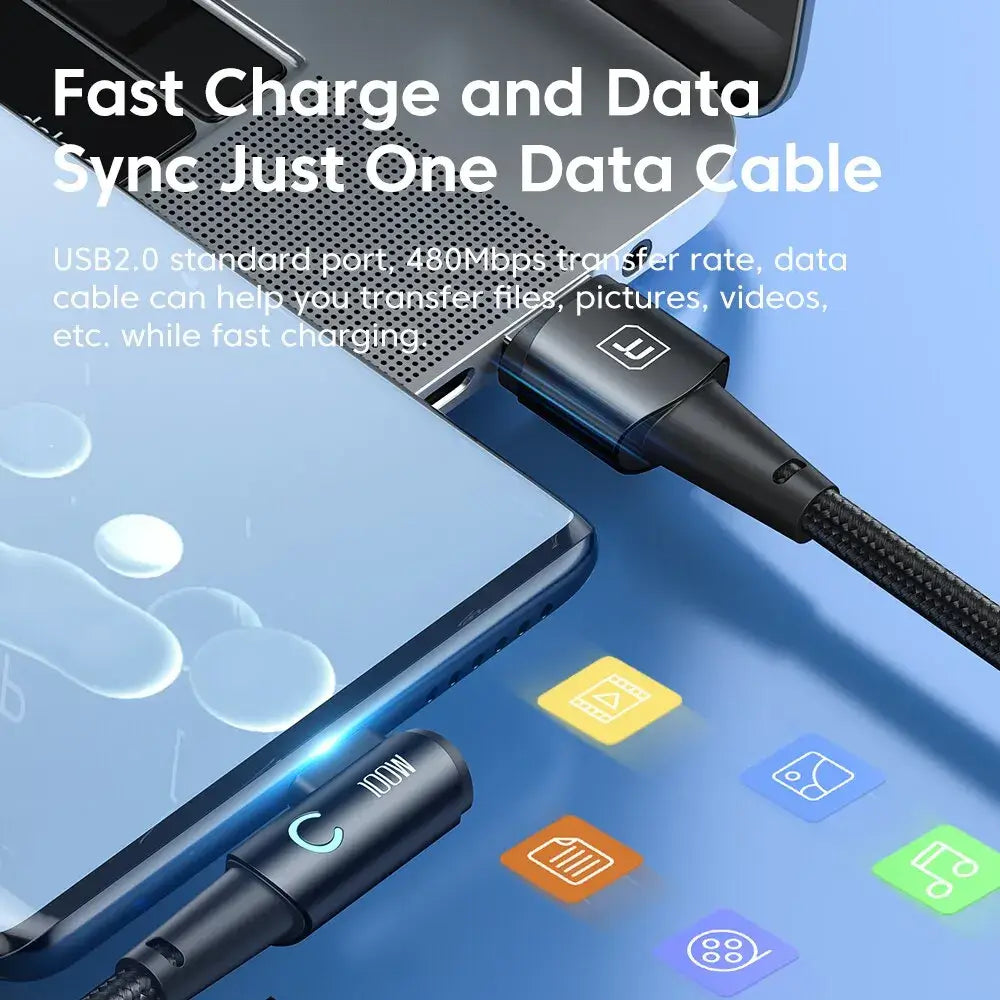 Toocki 6A USB C Cable 90 Degree For OPPO Fast Charging