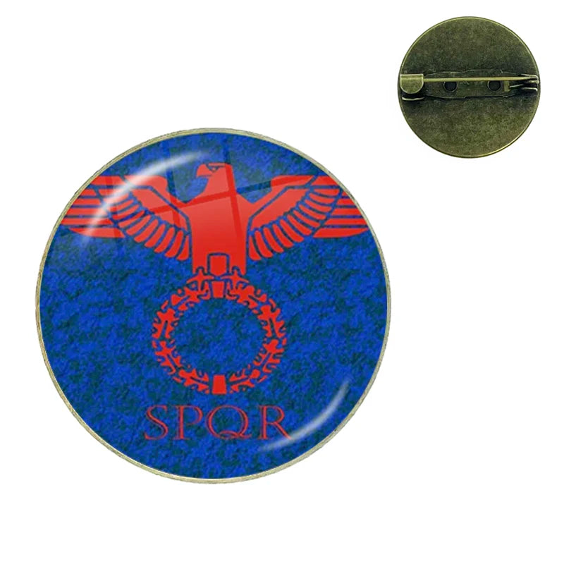Vintage Roman Empire Legion Glass Cabochon Brooch Pins for Men and Women