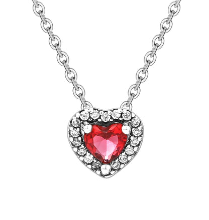 New 925 Sterling Silver Heart-Shaped Necklace with Purple Blue and Green Zircon for Exquisite Jewelry Gifts for Women