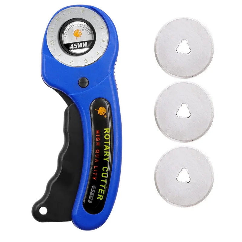 Ergonomic 45mm Rotary Cutter Set - Top-Rated Leather Craft Tool for Effortless DIY Sewing & Quilting Blue Set