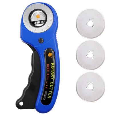 Ergonomic 45mm Rotary Cutter Set - Top-Rated Leather Craft Tool for Effortless DIY Sewing & Quilting Blue Set