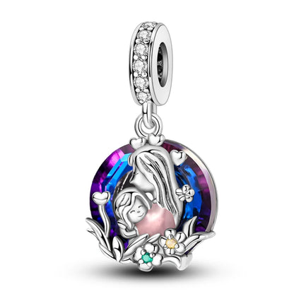 Sterling Silver Angel Mother Friendship Charm Beads for DIY Bracelets wKJC1215