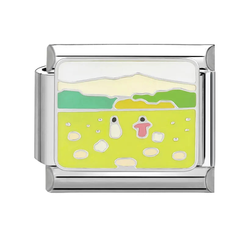 Y2K Green Series Italian Charm Bracelet Links with Camera Woods Flowers Designs in Stainless Steel