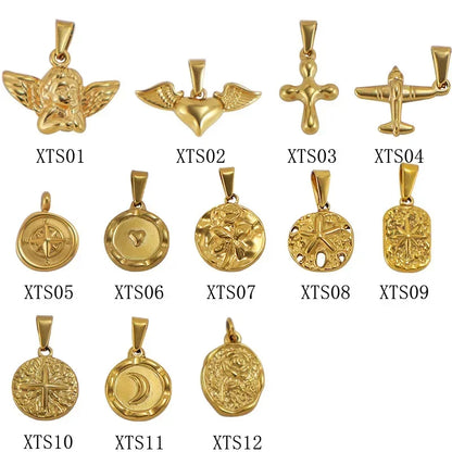 RHYSONG Tarnish Free Gold Plated Angel Cross Heart Pendant for Women Jewelry Making