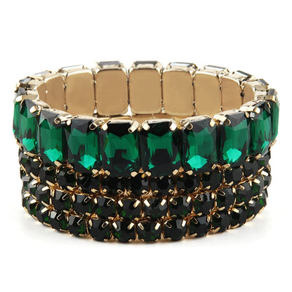 RH Fashion Bohemia Colorful Glass Crystal Beaded Stack Bracelets Set for Women