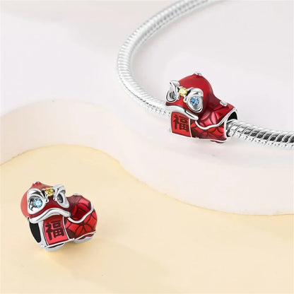 925 Sterling Silver Festive Cookie House Heart Nutcracker Dangle Charm for DIY Christmas Tree and Original Bracelet Gift