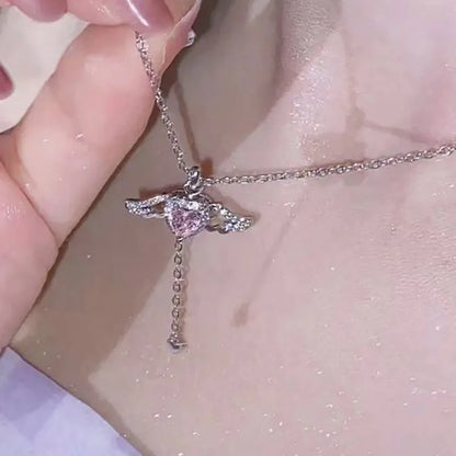 Y2K Purple Crystal Heart Pendant Necklace for Trendy Women AY5721701AY