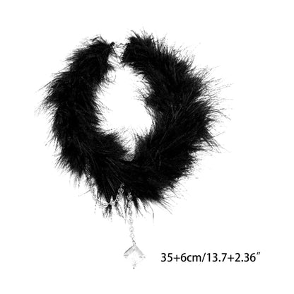 Gothic Feather Choker Necklace for Halloween and Christmas Party Fashion Gift for Women and Girls