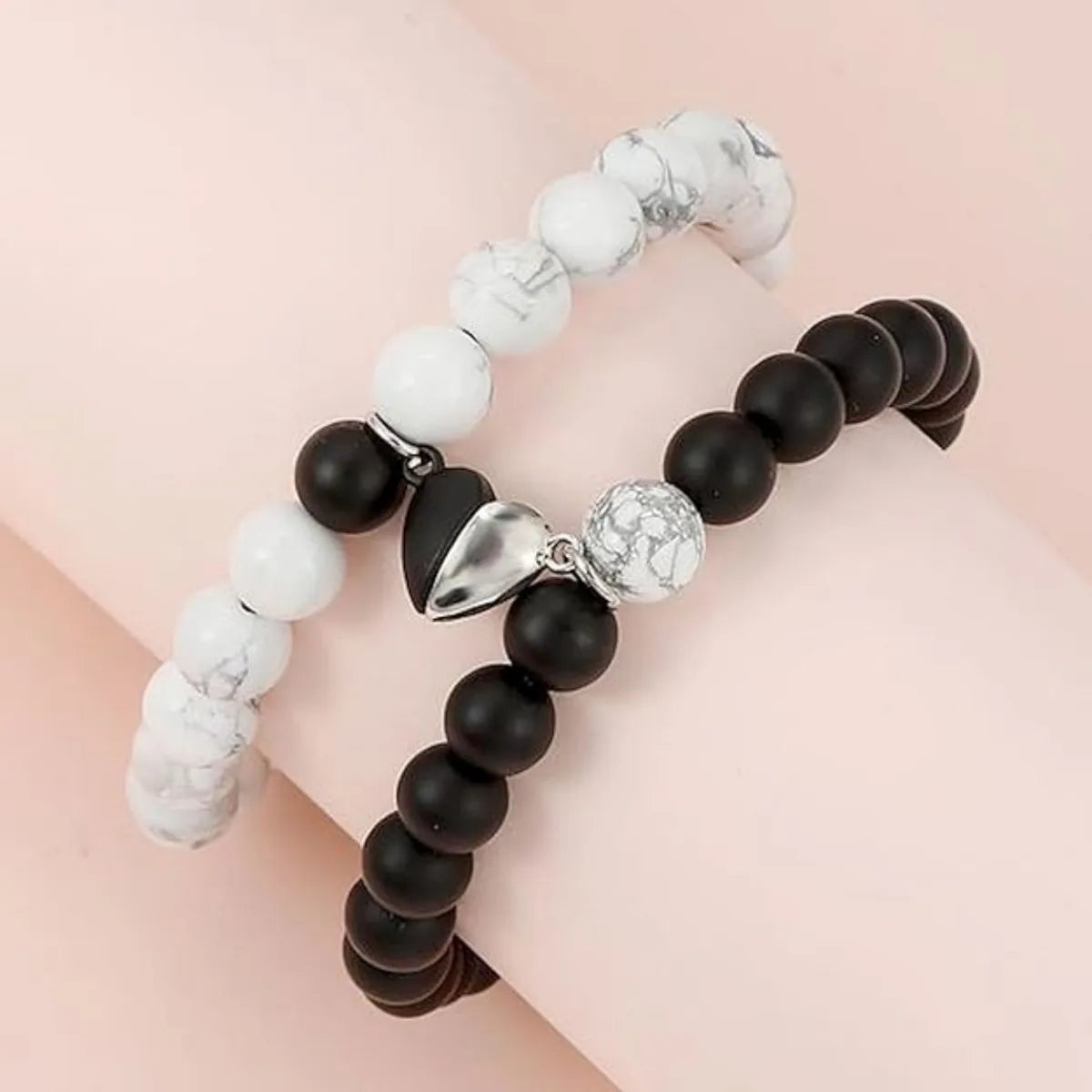 Magnetic Love Stone Beaded Couple Bracelets Set for Women and Men