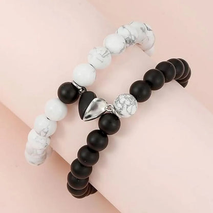Magnetic Love Stone Beaded Couple Bracelets Set for Women and Men