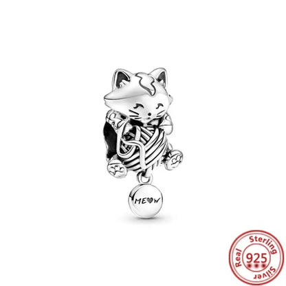925 Sterling Silver Animal Charms Bracelet Beads with Zircon - Unicorn, Squirrel, Elephant Y745