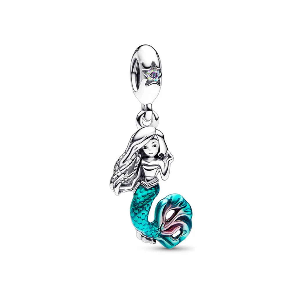 Mermaid Princess 925 Silver Dangle Charm Top Rated DIY Jewelry for Bracelets and Necklaces F315