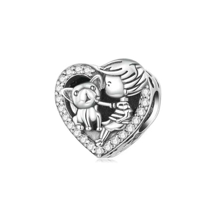 Elegant 925 Silver Cat Bear Ice Cream Pendant Bead for European Bracelet