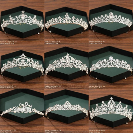 Silver Crown Tiara Hair Accessories for Brides - Top-Rated Crystal Rhinestone Diadem