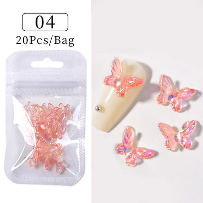 Kawaii Lollypop 3D Nail Art Charms Set with Resin Butterfly and Bear Rhinestones