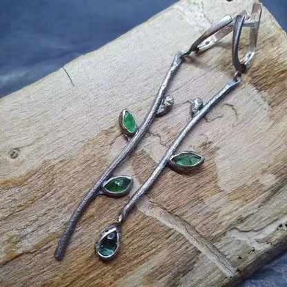 Asymmetric Bronze Red Blue Stone Drop Earrings for Women - Ethnic Statement Jewelry Gift