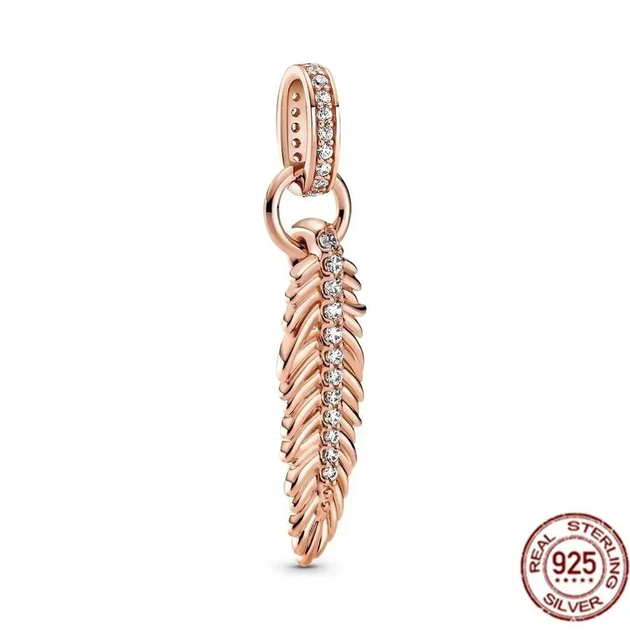 925 Silver Rose Gold Family Tree Heart Beads Charm for Women DIY Necklace Bracelet Jewelry Gift