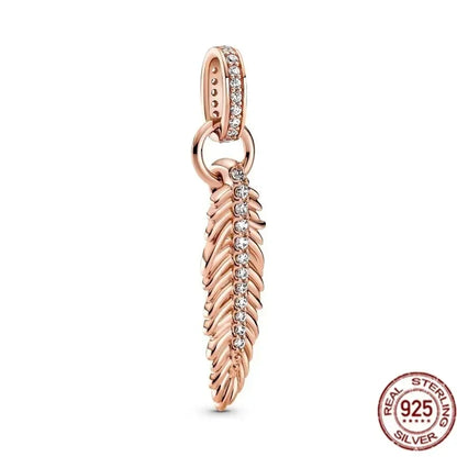 925 Silver Rose Gold Family Tree Heart Beads Charm for Women DIY Necklace Bracelet Jewelry Gift