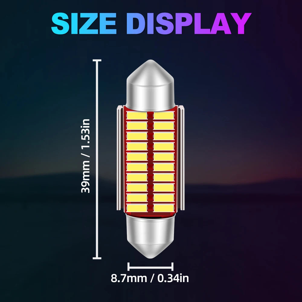 Ultra-Bright 4PCS C5W LED Canbus Festoon 39mm Car Interior Lights 12V 24V 3000LM 6500K White