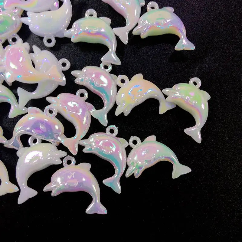 Kawaii Acrylic Dolphin Charms for DIY Jewelry Making - 10 Piece Set 10pcs white bai