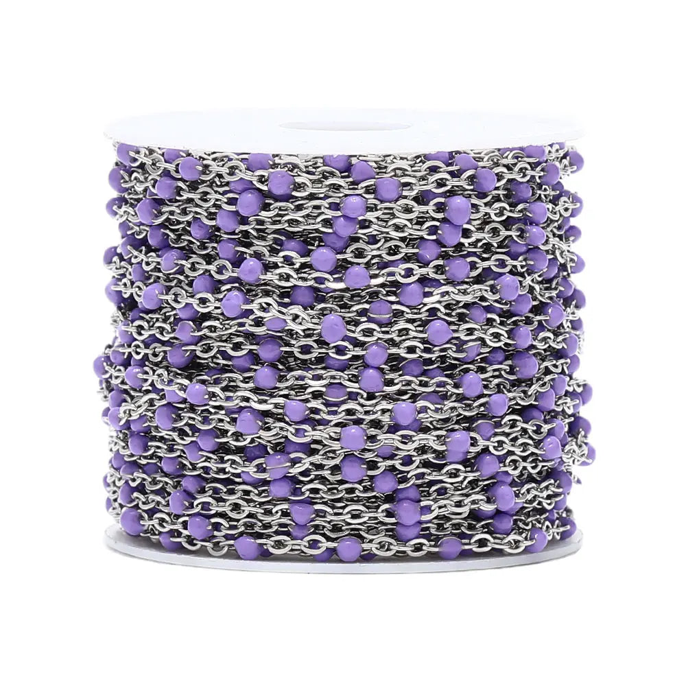 Colorful Enamel Stainless Steel Flat Cross Cable Chains for DIY Jewelry and Fancy Bracelets