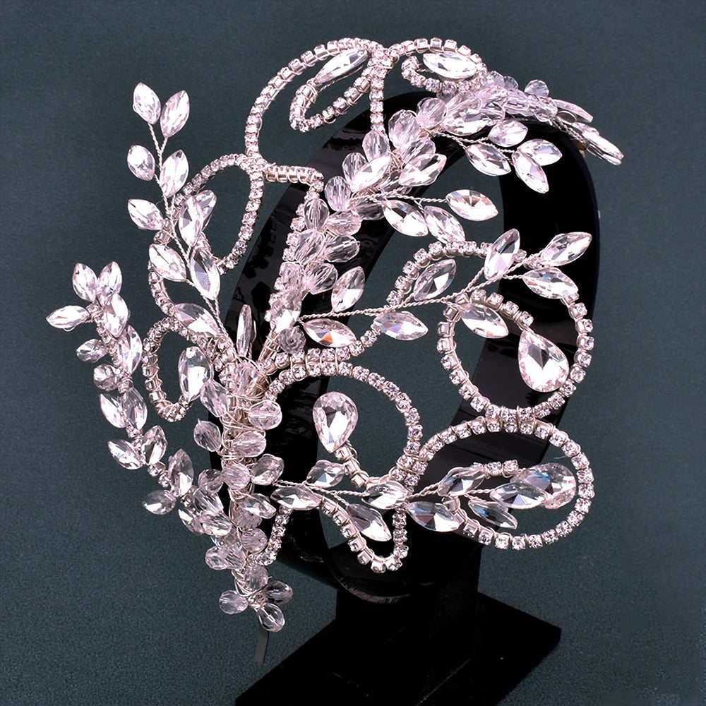 DZ165 Luxury Bridal Crystal Tiara Headband for Weddings and Proms