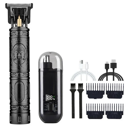 Vintage T9 Precision Hair Clipper with USB Charging and Portable Shaving Function