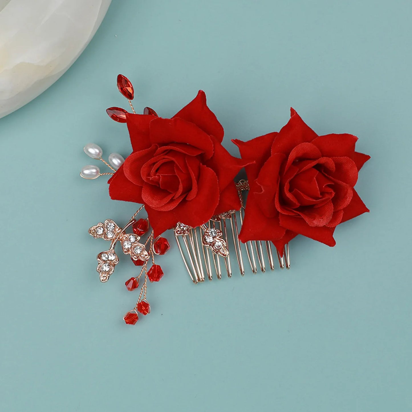 Elegant Rose Flower U-Shaped Hairpins for Wedding Brides and Women