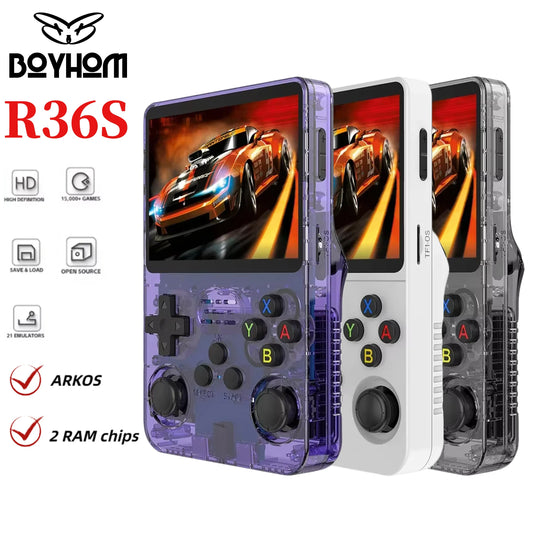 BOYHOM Original ARKOS 2.0 R36S Retro Handheld Game Console 3.5 Inch IPS 15000 Plus Games Portable Pocket Player 64GB 128GB 3000mAh