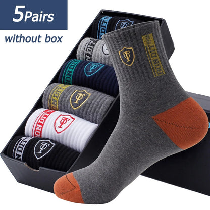 5 Pairs Men’s Summer Sports Socks Breathable Sweat Absorbent Thin Basketball Crew Socks EU 38-47