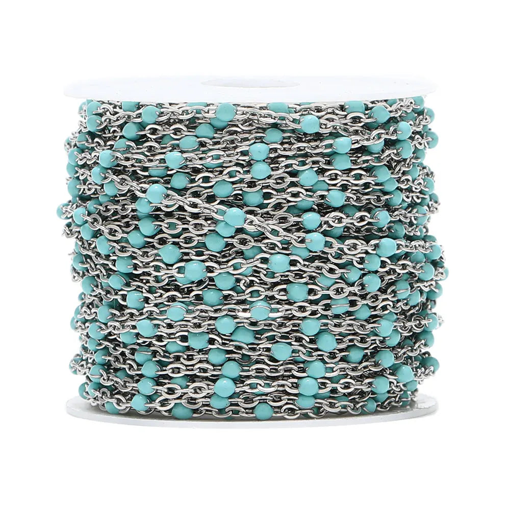 Colorful Enamel Stainless Steel Flat Cross Cable Chains for DIY Jewelry and Fancy Bracelets