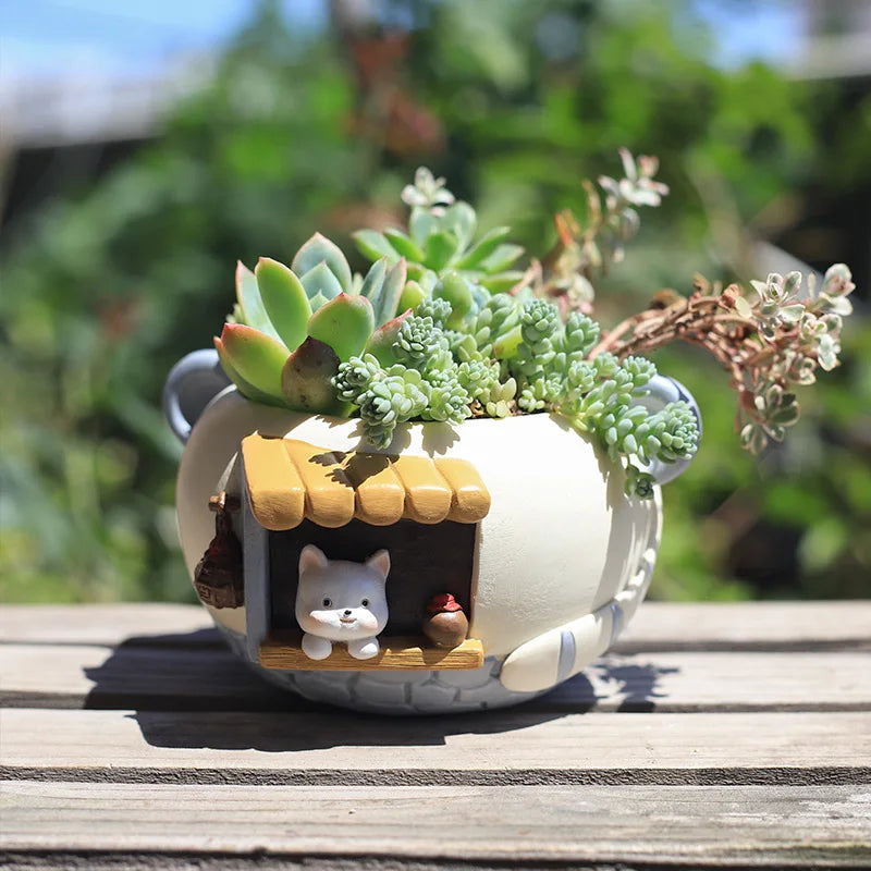 Whimsical Cute Animal Resin Mini Planter for Succulents Desktop Office and Home Decor