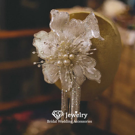 Elegant Bridal Pearl Hairpins for Women - Handmade Wedding Headdress Accessories