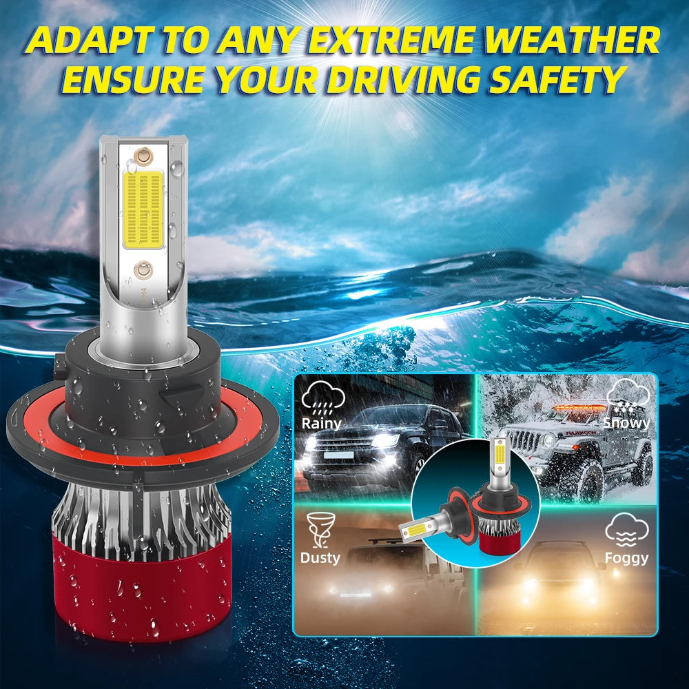 Turbo Fan LED Headlamps 6000K White High Low Beam Bulbs for Enhanced Visibility