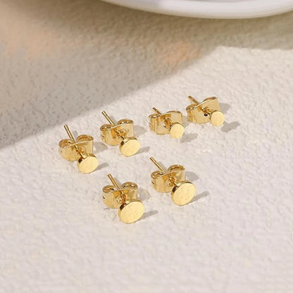 3 Pairs 18K Gold Plated Stainless Steel Mini Round Stud Earrings Set for Women and Men