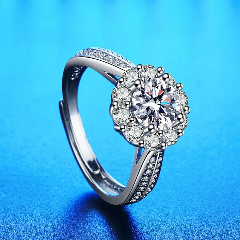 Elegant 925 Sterling Silver Heart Zircon Adjustable Ring for Women