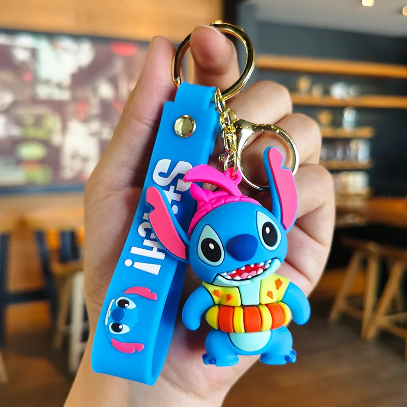 Kawaii Anime Disney Keychain Set Featuring Mickey Mouse, Minnie, Lilo & Stitch