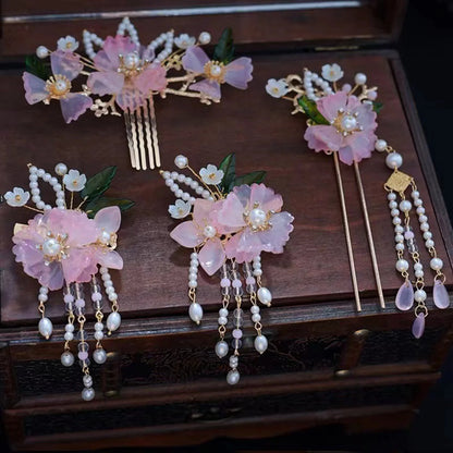 Vintage Chinese Hanfu Hair Accessories Set for Bridal Elegance