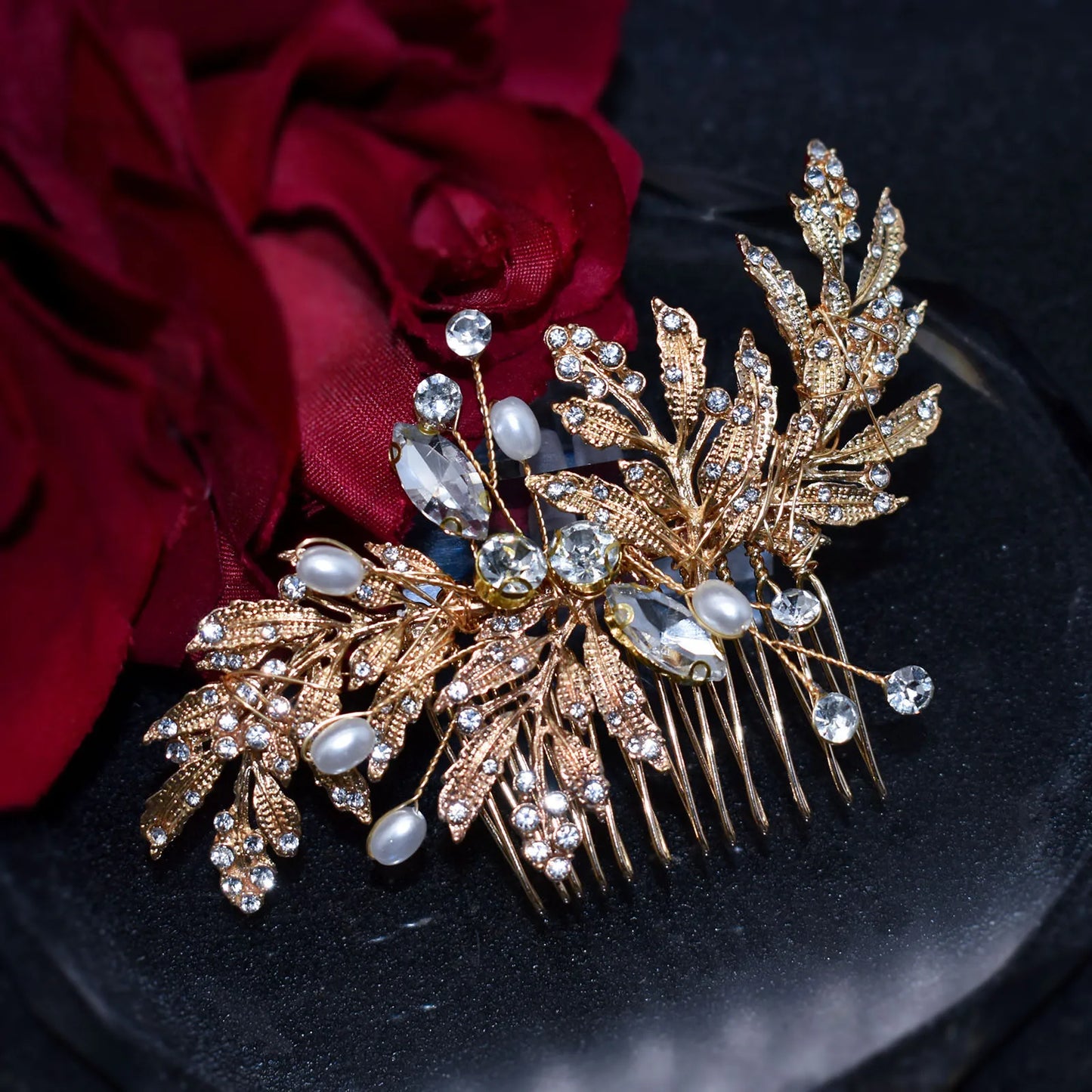 Elegant Crystal Bridal Hair Comb Silver Gold Wedding Headpiece for Women