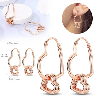 Elegant Silver S925 Multicolor Heart Hoop Earrings for Women with Zircon Stones