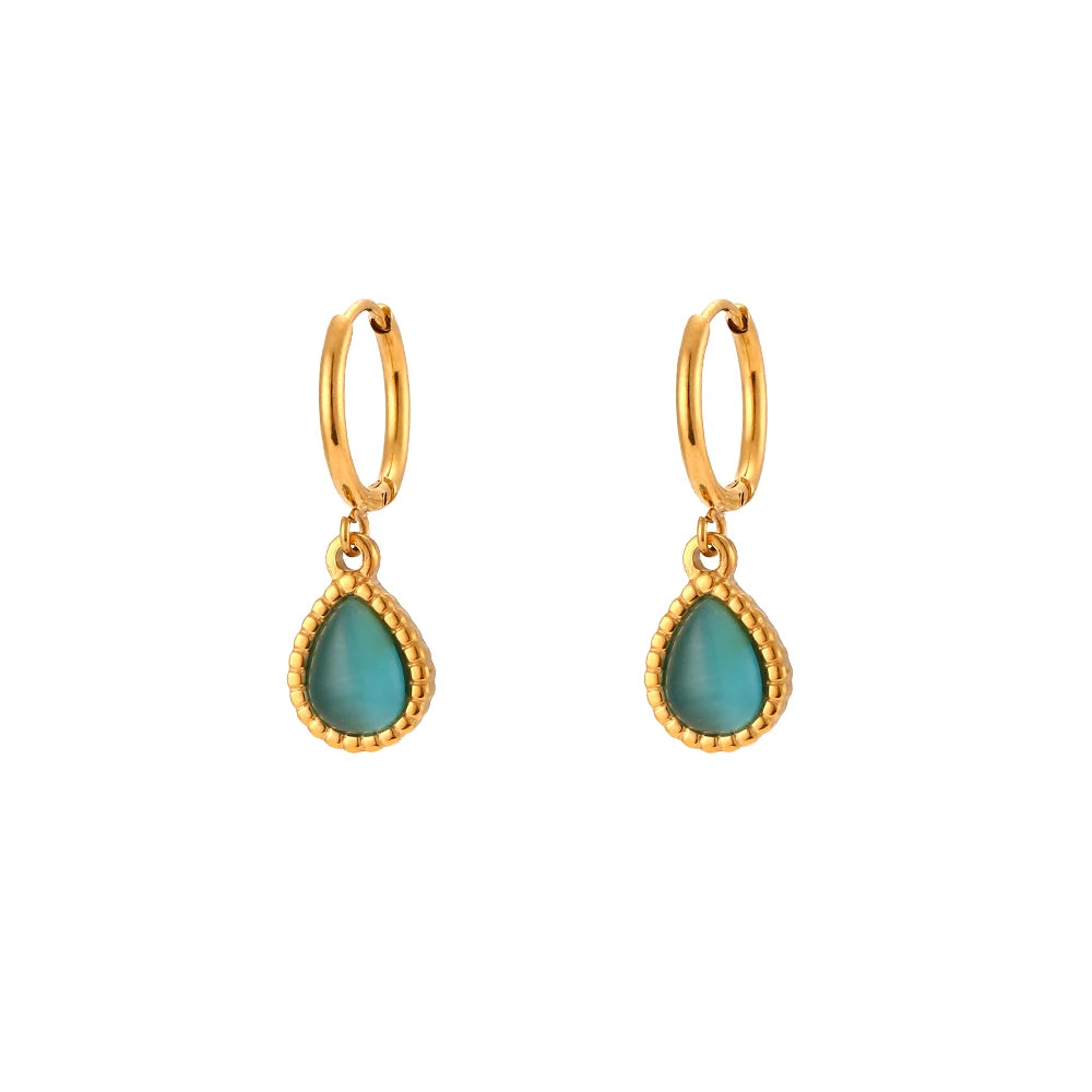 Elegant Waterdrop Opal Necklace for Women - Stainless Steel Semi-Precious Stone Jewelry Gift