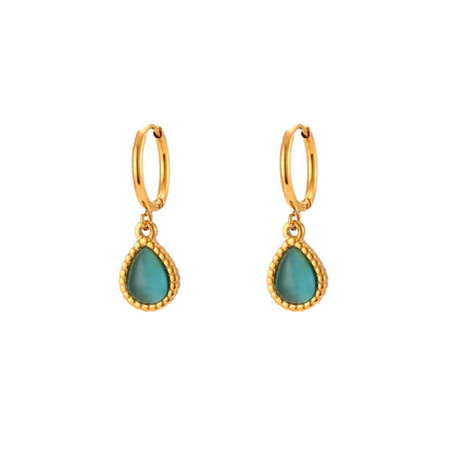 Elegant Waterdrop Opal Necklace for Women - Stainless Steel Semi-Precious Stone Jewelry Gift