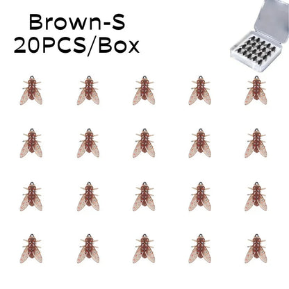 20PCS/Box Bionic Fly Fishing Bait Soft Hook for Salmon Trout Brown-8mm