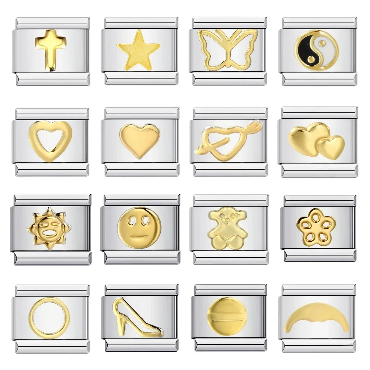 Laser Fashion Heart Butterfly Star Cross Bracelet Gold-Plated Stainless Steel DIY Jewelry Craft