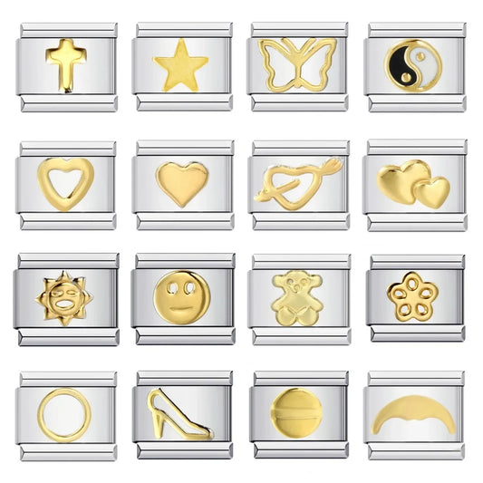 Laser Fashion Heart Butterfly Star Cross Bracelet Gold-Plated Stainless Steel DIY Jewelry Craft
