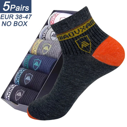 5 Pairs Men’s Summer Sports Socks Breathable Sweat Absorbent Thin Basketball Crew Socks EU 38-47