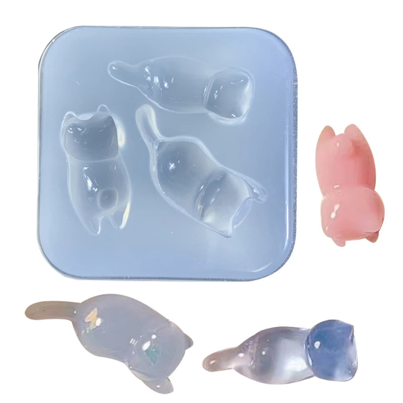 Delicate Cat and Goldfish Silicone Mold for DIY Wax and Soap Casting