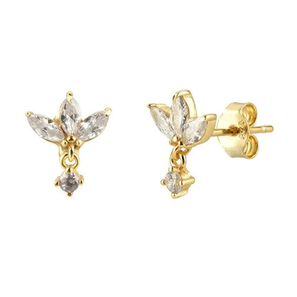 925 Sterling Silver Tiny Stud Earrings Colorful Crystal Luxury Jewelry LN0174-1