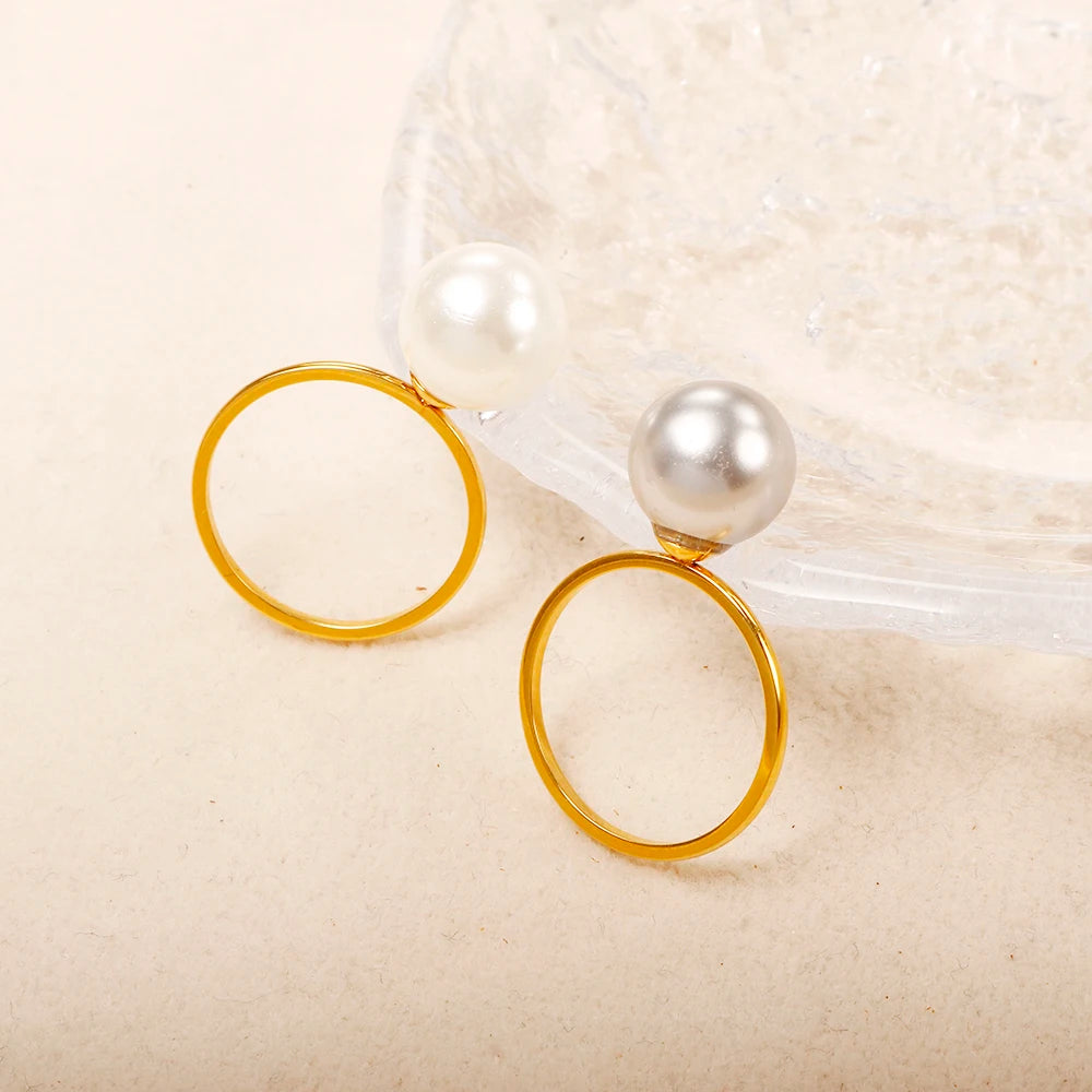 Elegant Gold Color Pearl Ring for Women - Classic Bridal Jewelry Gift