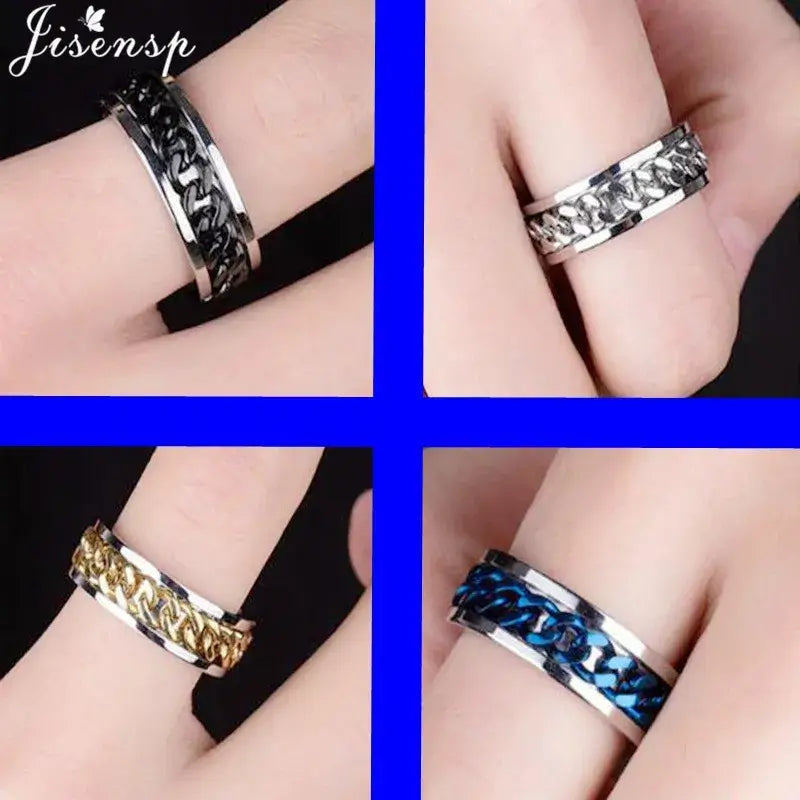 Stainless Steel Spinner Chain Anxiety Rings for Men and Women 532